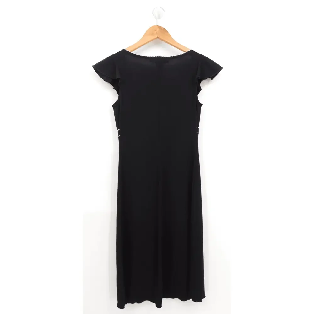 Vintage La Belle Women's Black V-Neck Midi Babydoll Dress Size Small‎ Y2K - Picture 2 of 4